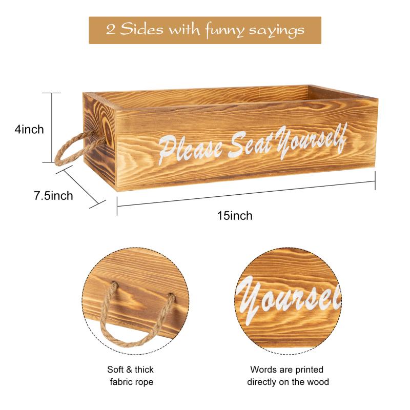 Double-sided Letter Wooden Storage  Box With Rope Household Decorative Ornaments