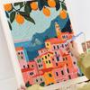 Lemon Town Punch Needle Starter-Set DIY Dorf Kunst und Handwerk mit Rahmen Nähset Sticknadel-Set für Erwachsene Kinder