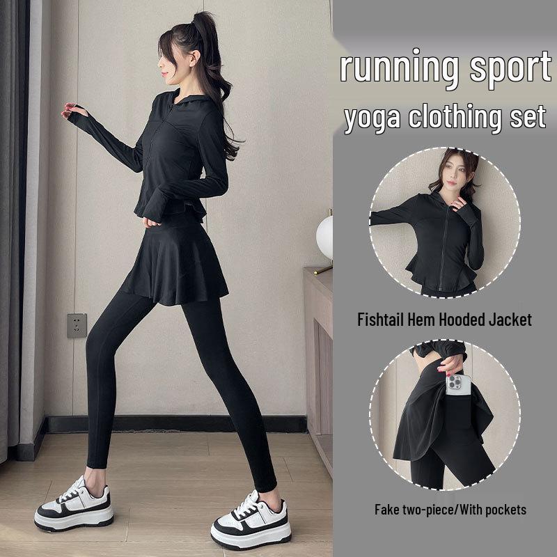 Dámská sportovní sada na badminton a jógu pro podzim/zimu 2024: Špičkové sako, sukně, kalhoty, fitness oblečení