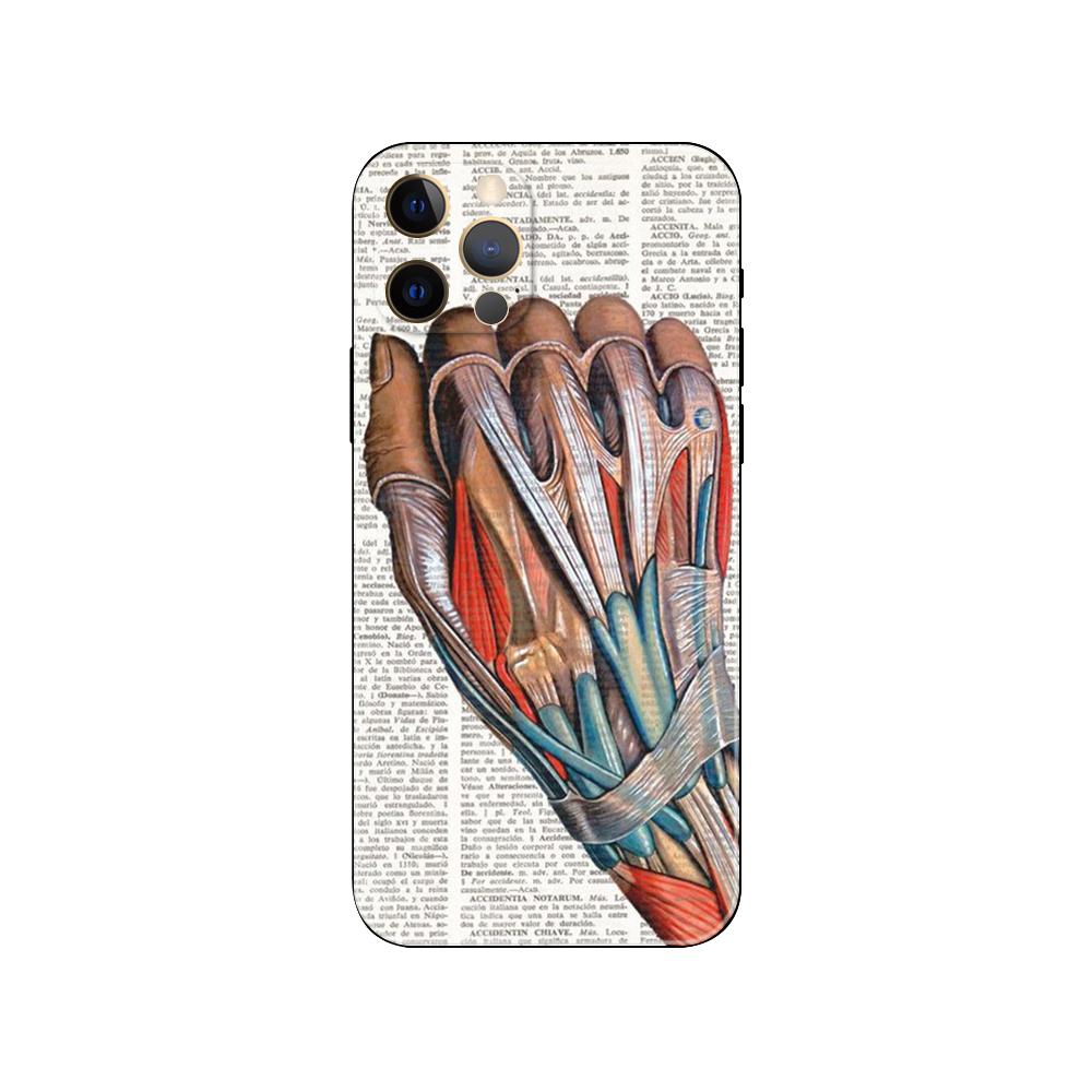 Human Skeleton Print Phone Case for Iphone 14 5s 2020se 6 6s 7 8 Plus X 10 XR XS 11 12 13 Mini Pro MAX Black Tpu Back Cover