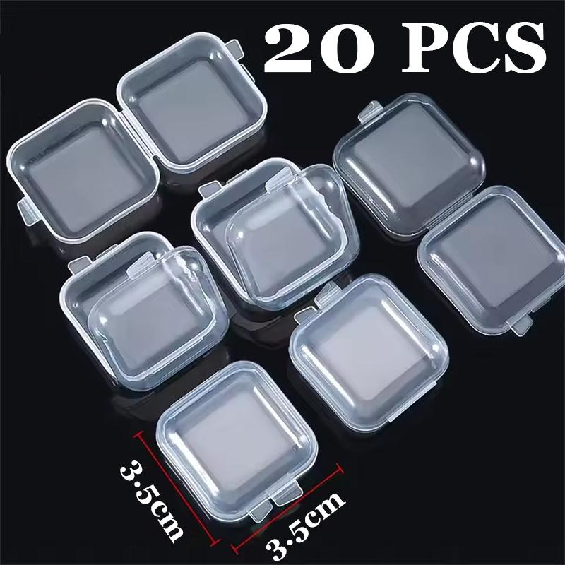2025 NEW 3.5*3.5*2cm Mini Square Plastic Storage Box for Jewelry Beads Earrings Pill Storage Container Transparent Jewelry Case