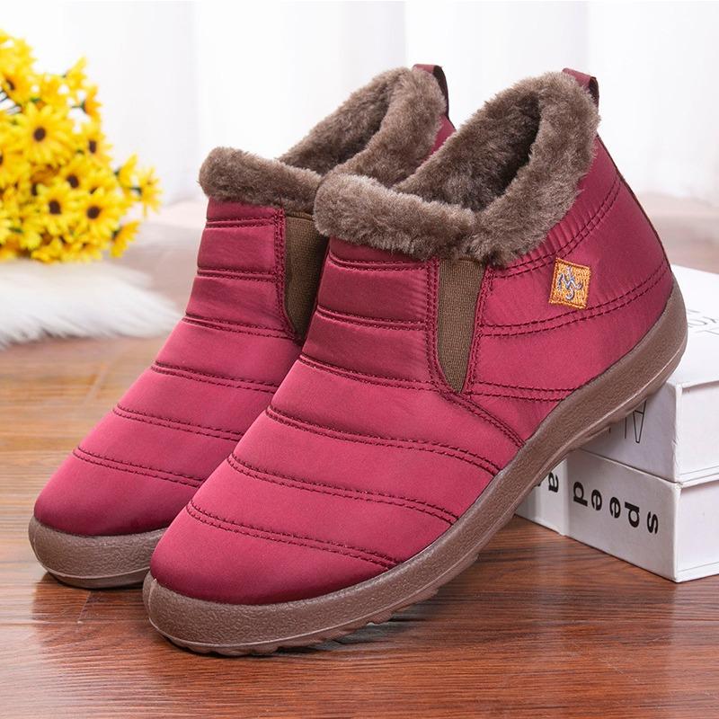 Source Waterproof Snow Boots Women's Winter Warm Velvet Short Boots Cotton Shoes New Thickened Flat-bottomed Non-slip Women's Shoes