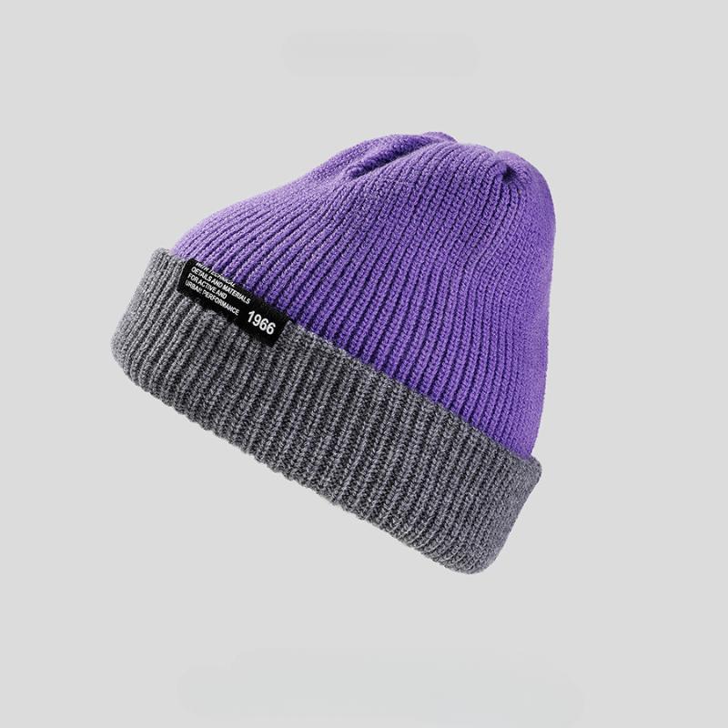 

Двусторонняя фланцевая вязаная шапка, утолщенная защита ушей, теплая шерстяная шапка, повседневная шапка-бини M фиолетовый