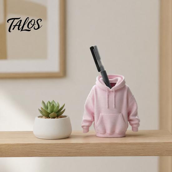 Talos 3D Printed Sweatshirt Pen Holder, Mini Hoodie Desk Organizer, Small Item Storage Container for Home Office Study Decor