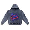 DTG print Knitted Denim Zip-Up Hoodie Race Hard Live for Speed Car Typography Brother Print Zipper Hoodies  