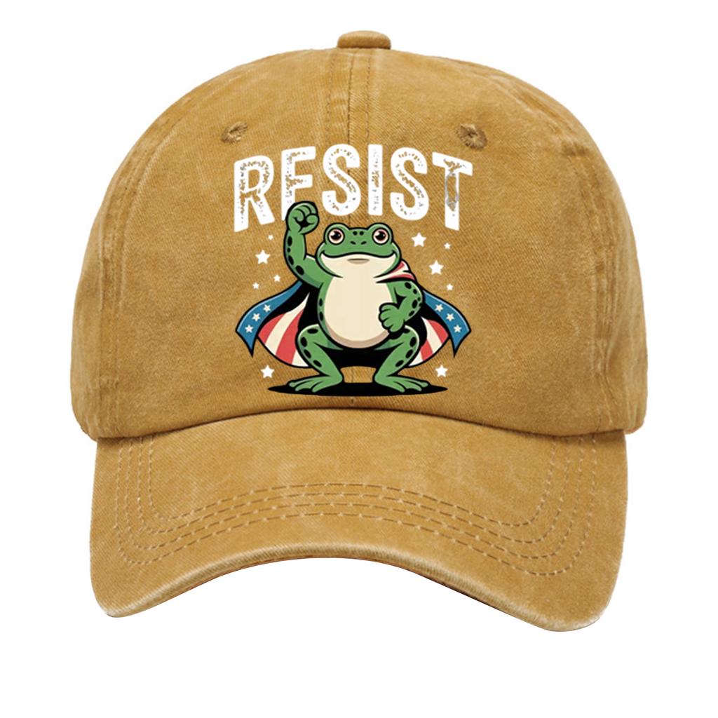 Men's Washed Cotton Baseball Cap With Printed Distressed Soft Top Denim Hat, Vintage Hat