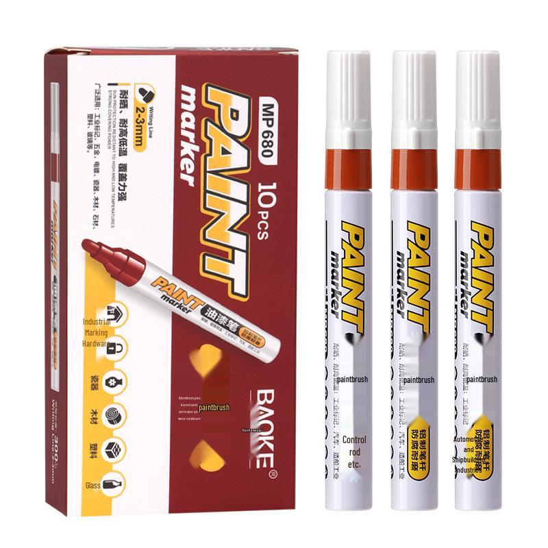 Bao Ke MP680 Waterproof Industrial Paint Marker - White & Gold Signature Pen