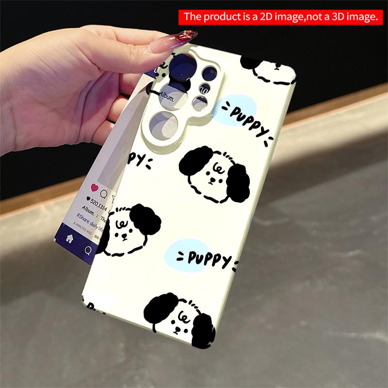 2DFlat Samsung Phone Case Cute Puppy Pattern Phone Case Applicable To Galaxy S22 S23 S24 S25ULTRA S26 A12 A13 A14 A15 A16 A34 A35 A54 A55