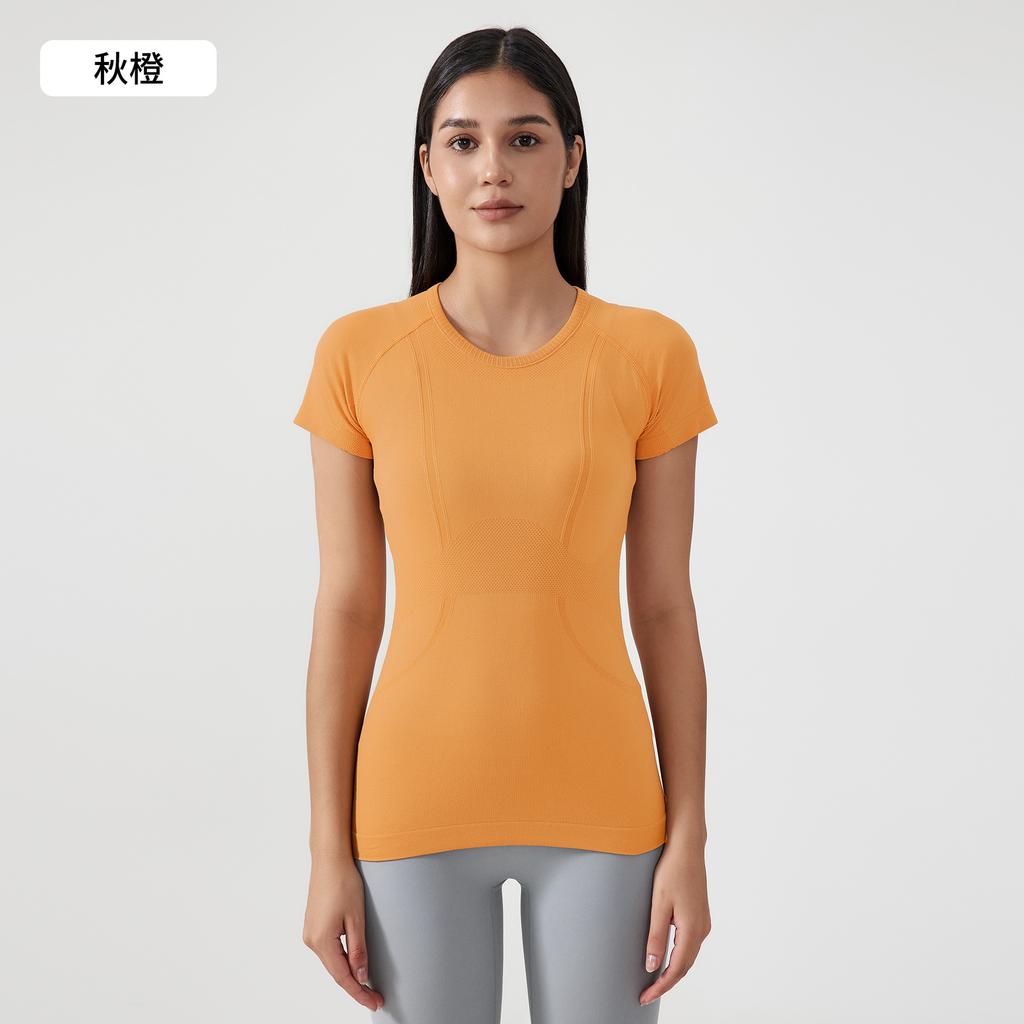 Spring and Summer New Women's Short-sleeved Crew Neck Sports T-shirt Running Fitness Top Slim-fitting Breathable Yoga Short-sleeved S1011