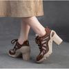 Johnature Fashionable Breathable Sports Style High Heels Mixed Colors Versatile Lace-up Women's Shoes
