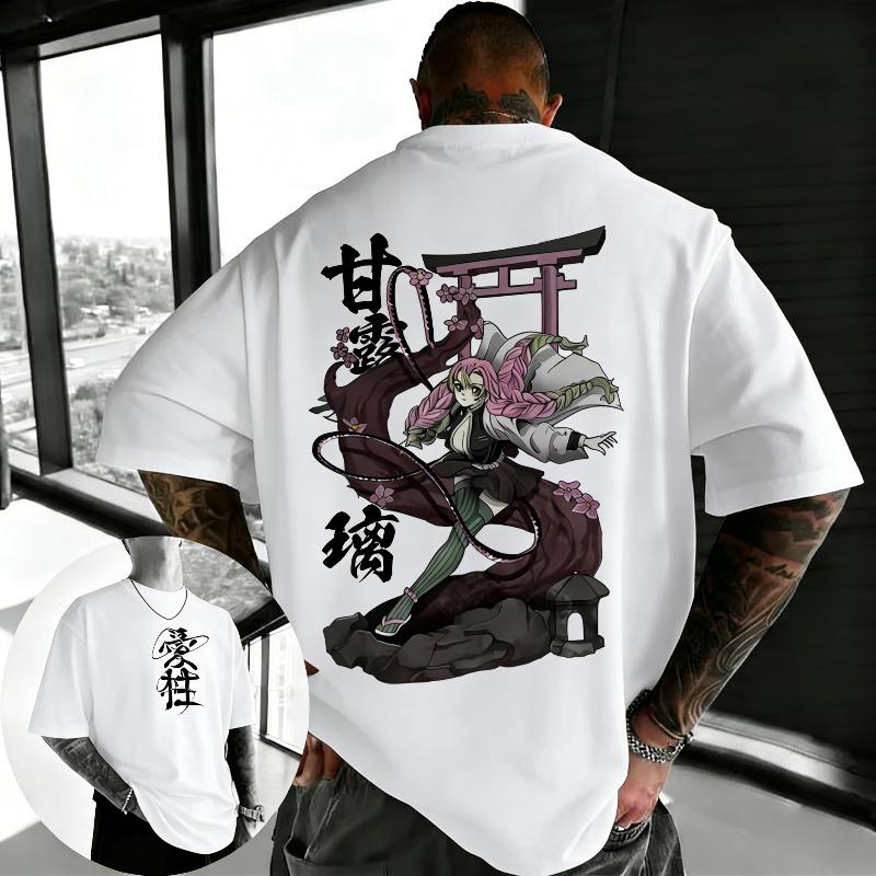 Summer Ghost Slayer Glass Anime Men's T-shirt Street Style Loose Cotton T-shirt Fans and Enthusiasts Short