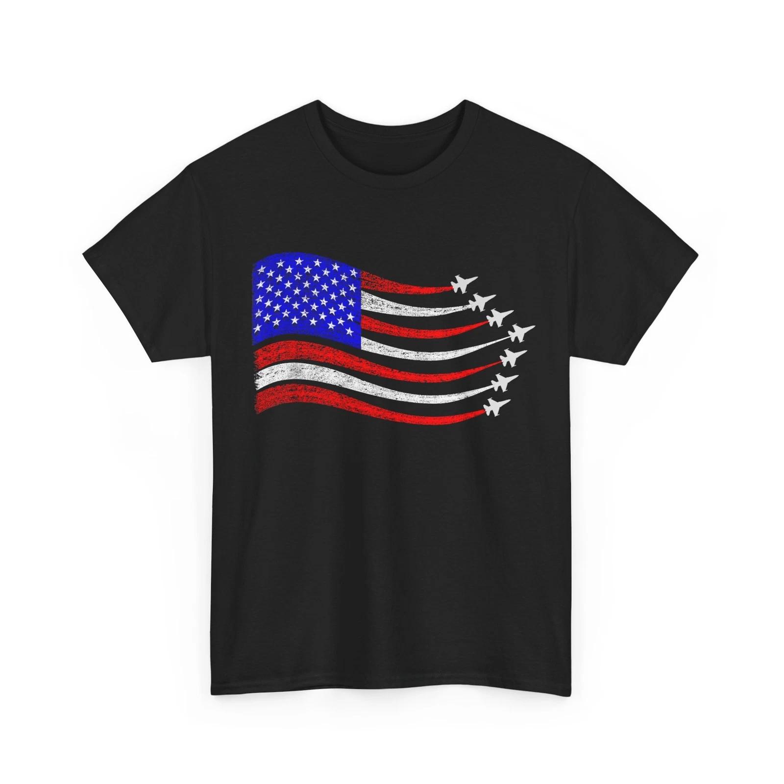 Fourth of July Fighter Jets American Flag Patriotic T-Shirt M