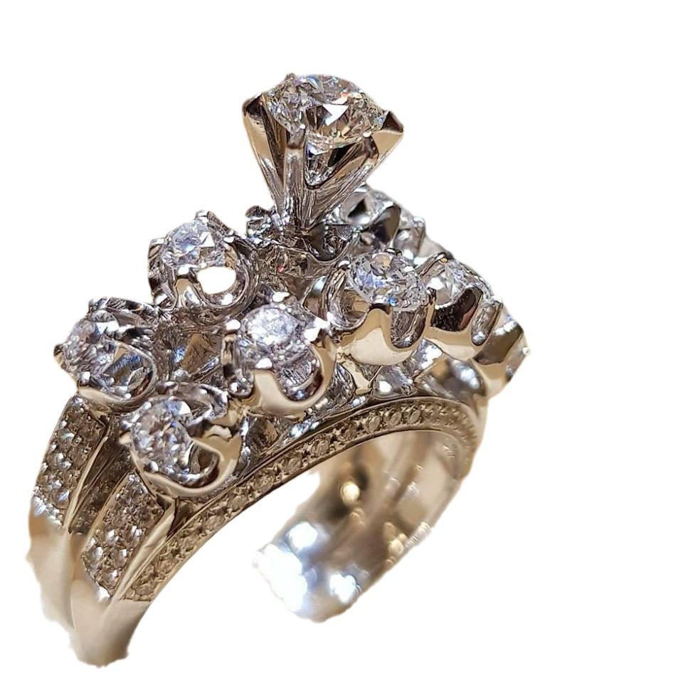 Creative Hollow Diamond Inlaid Engagement & Wedding Ring Set - European & American Style (r5505)