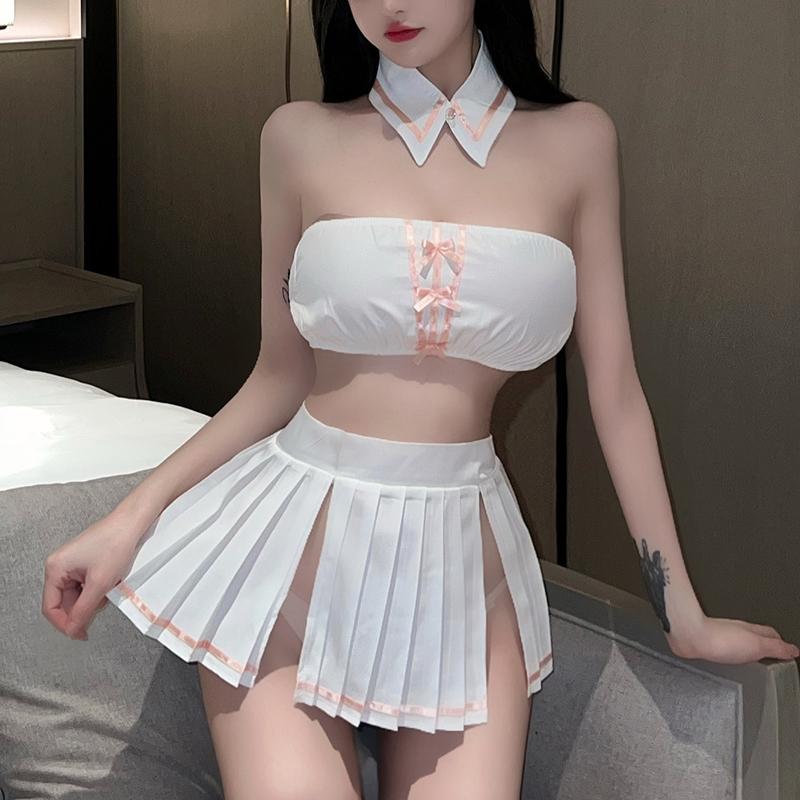 Erotic Lingerie Campus Uniform Seduces JK Japanese Style Chest Hugging Short Skirt Baby Sex Underwear Women Men Fantasy Clothing