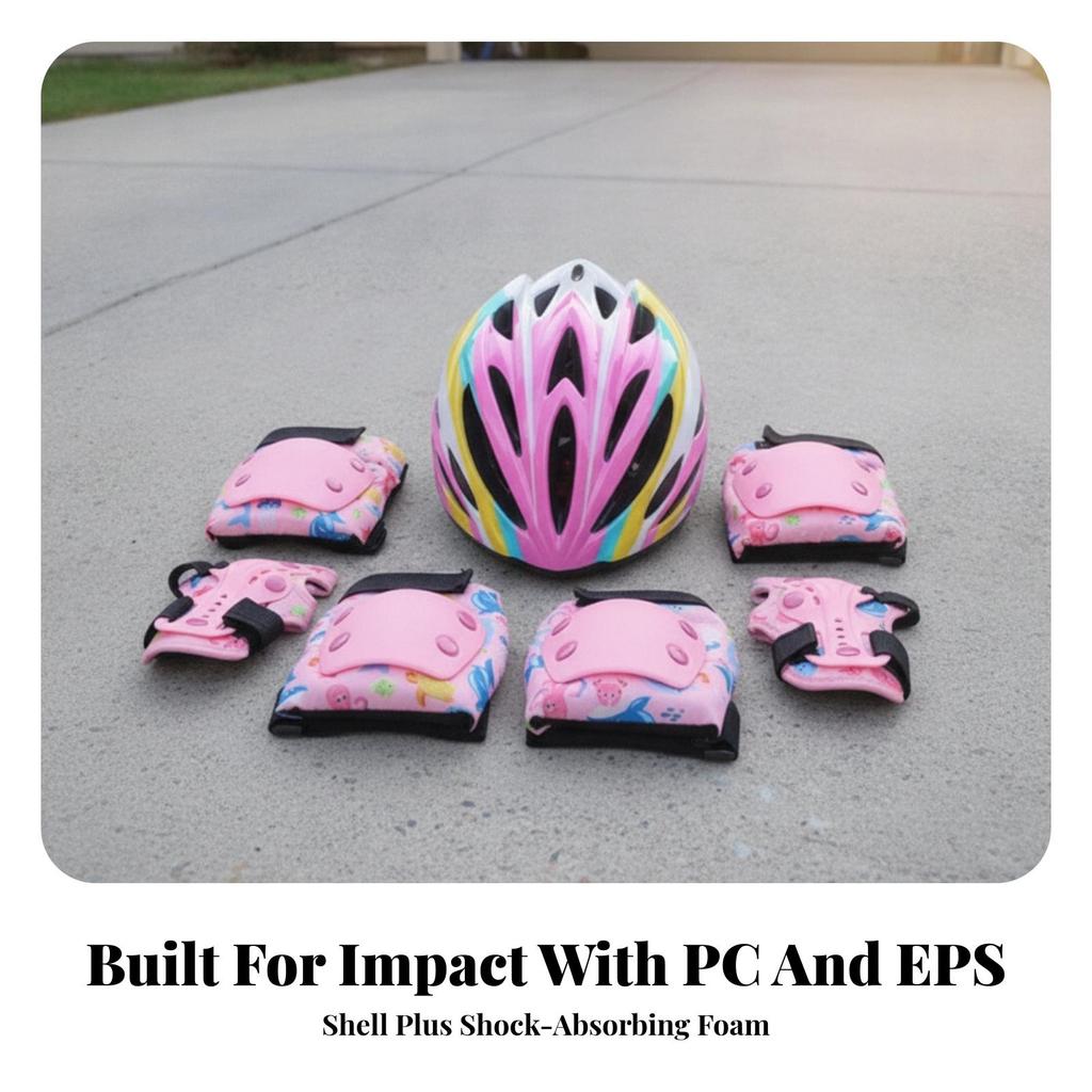 Kids Helmet and Pads Set Breathable Safety Gear with