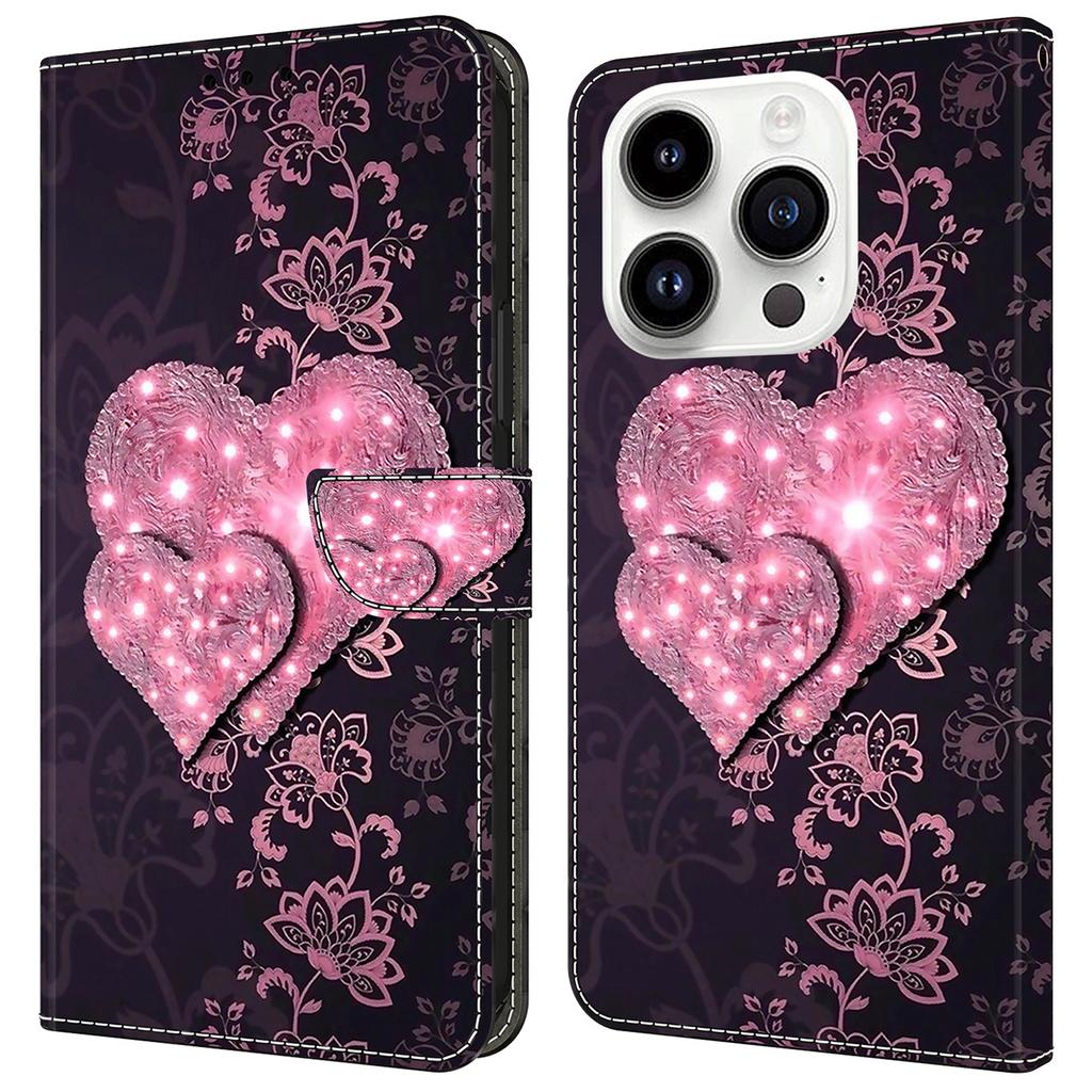 For iPhone 16 Pro Max Case 3D Pattern PU Leather Wallet Phone Cover with Stand