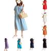 Luxurious Cotton Loose And Thin Dress For Women With Short Sleeves And Round Neck