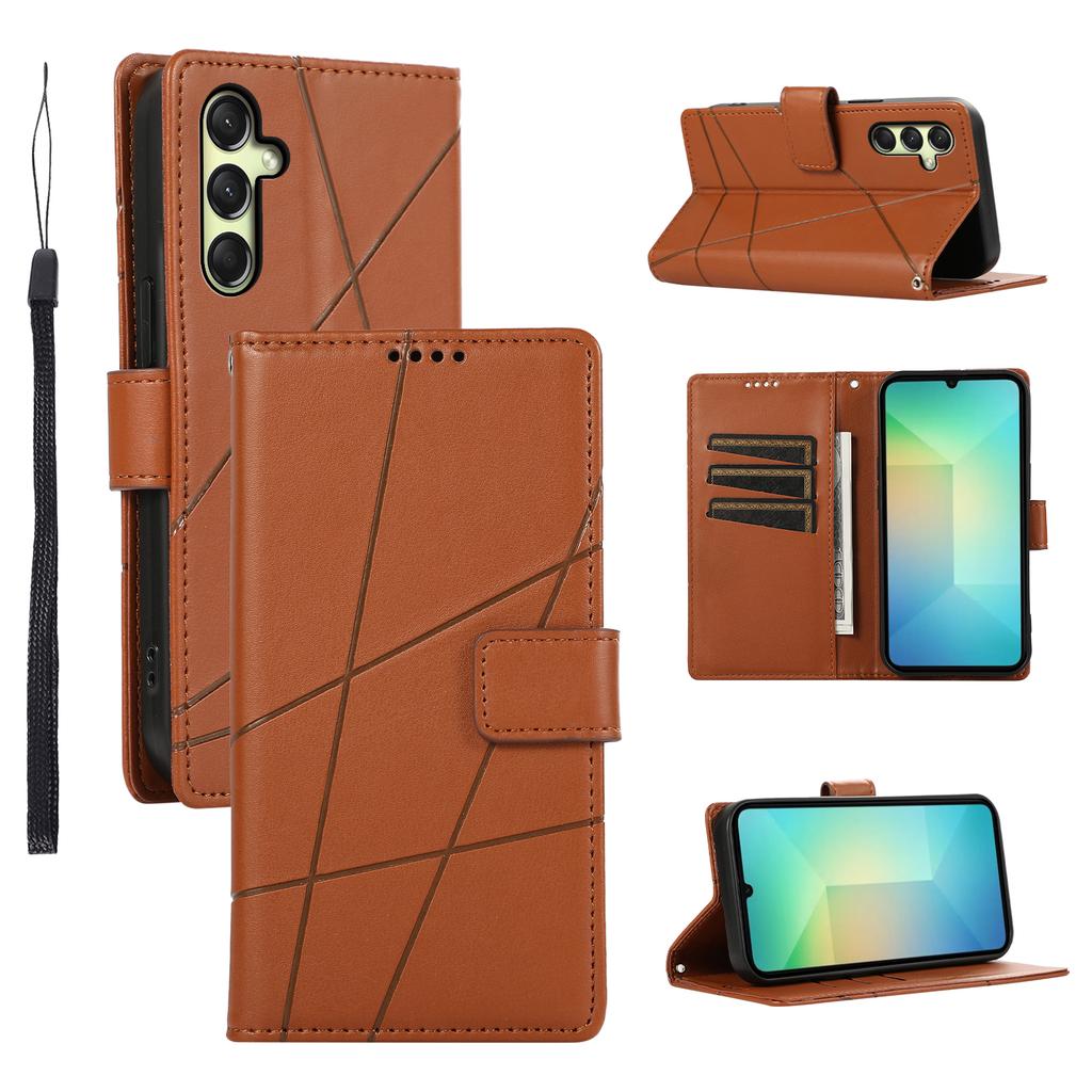 DF-06 Handyhülle für Samsung Galaxy A36 5G mit Linienprägung Leder Wallet Cover