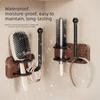 No Drilling Hair Brush Organizer Wall Mounted Hair Rings Hanger Bathroom Storage Rack  Hair Tie