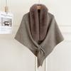 Faux Fox Fur Knit Shawl Warm Triangle Scarf Elegant Faux Fur Collar Wrap  Outdoor