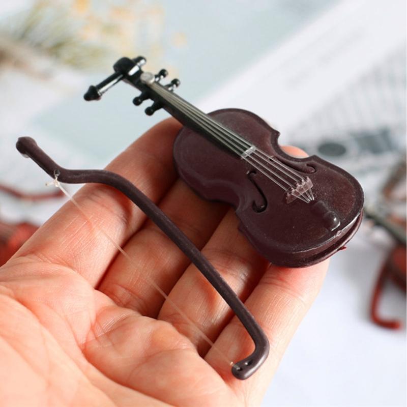 10Sets/1Set Mini Violins Ornament Miniature Violins Model with Stand Case Dollhouse for Home Office Desktop Decoration