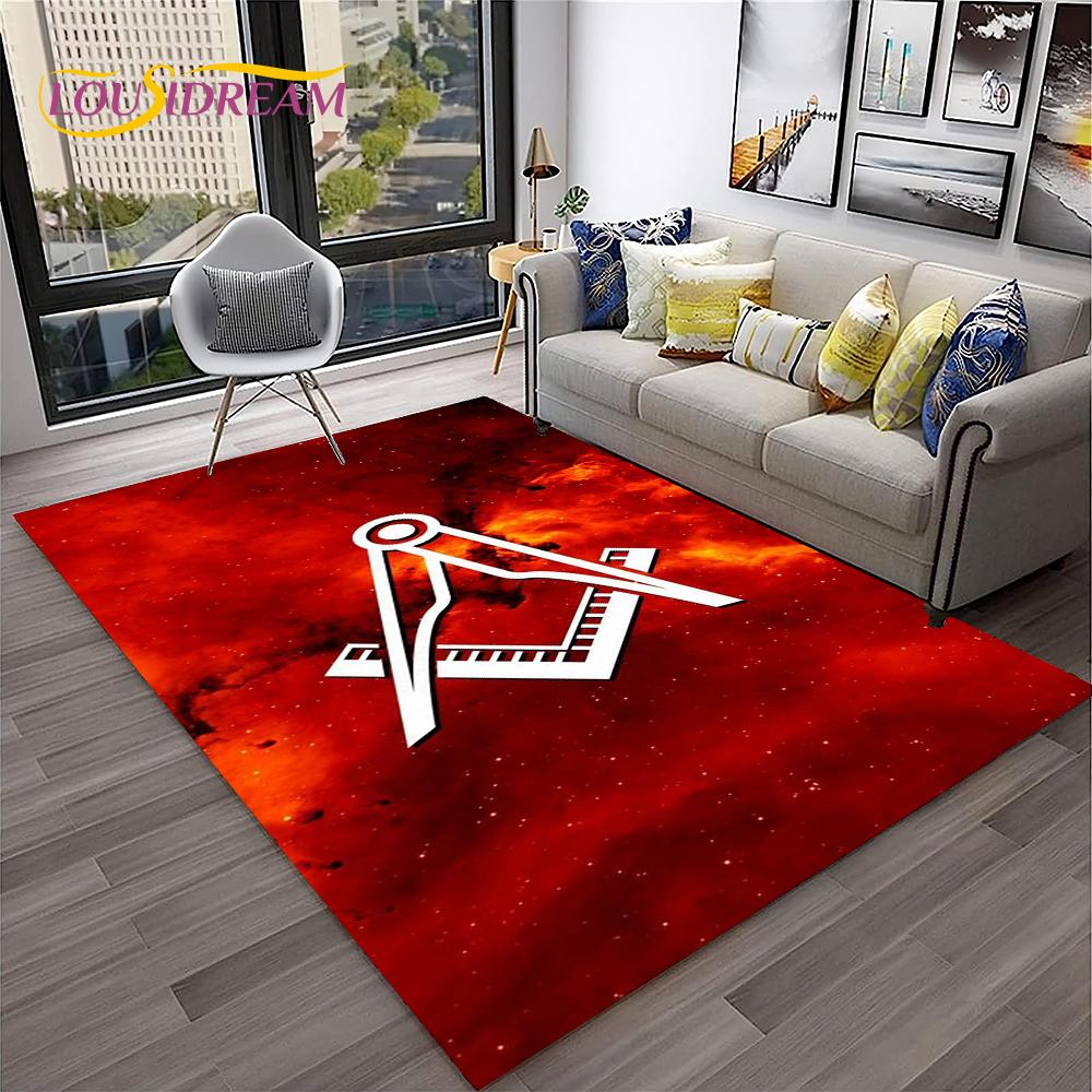 Ring Freemasonry Illuminati Masonic Carpet Rug for Home Living Room Bedroom Sofa Doormat Decor,Kid Area Rug Non-slip Floor Mat
