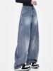 Años 90 Azul High Street Jeans Sueltos Mujer Estilo Americano Lavado Vintage Pantalones Anchos Básicos Simples Casuales Moda Pantalones Holgados