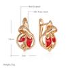 Fashion  Rose Gold Color Red Enamel Drop Earrings For Women Natural Zircon Flower Wedding Party Vintage Jewelry Girl