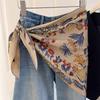 Imitation Silk Floral Triangle Scarf Polka Dot Decorative Headscarf Versatile Waist Belt  Women