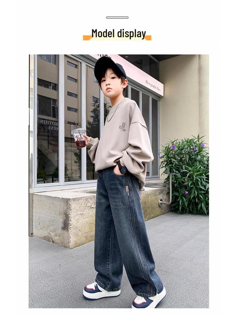 Jeans droits amples pour garçons - Collection Printemps/Automne 2026: Pantalons décontractés pour enfants - Tailles M et L