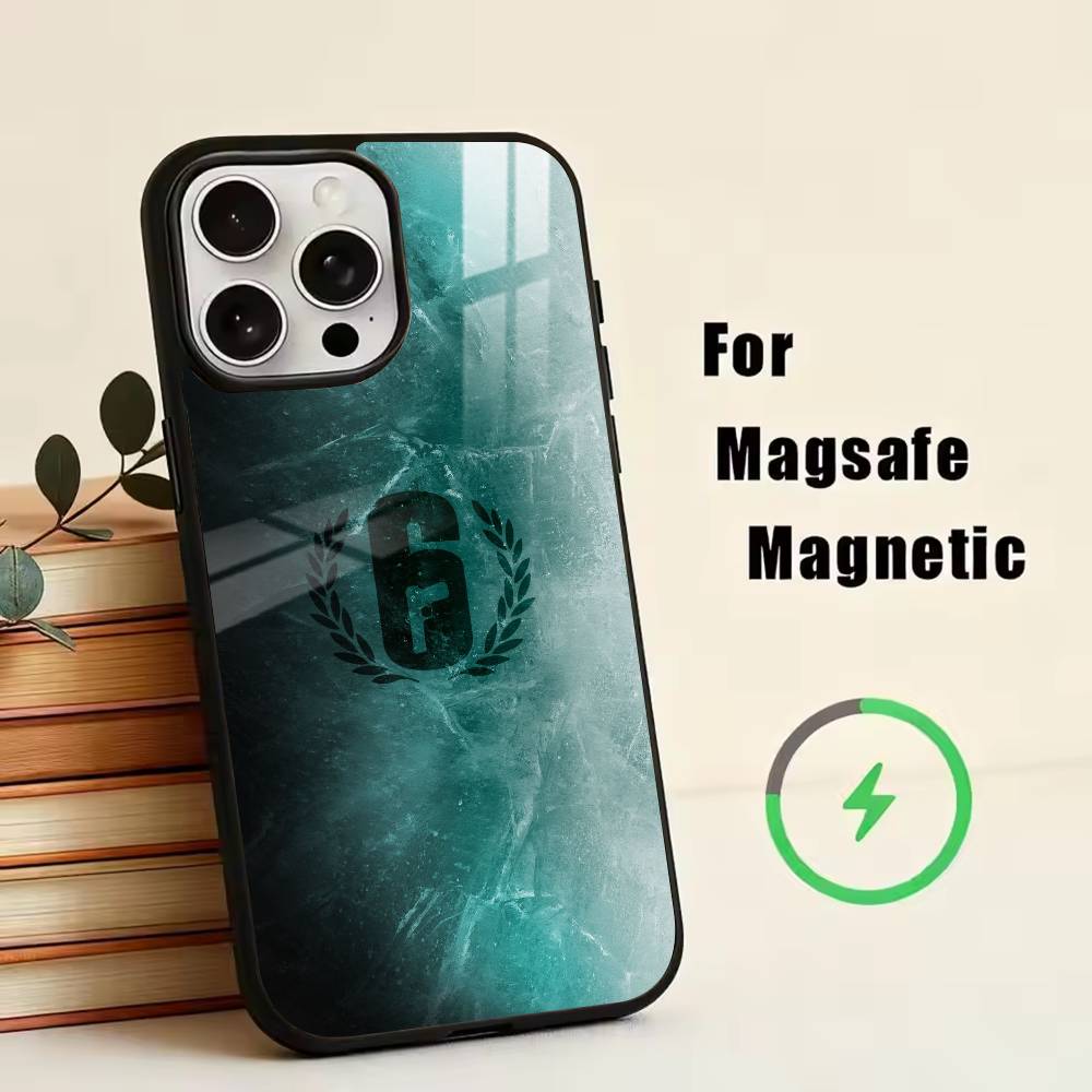 

R6 Black Ice Rainbow Phone Case For iPhone17,16,15,14,13,12,11 Plus,Pro Magnetic For Magsafe Wireless Charging iPhone15PRO