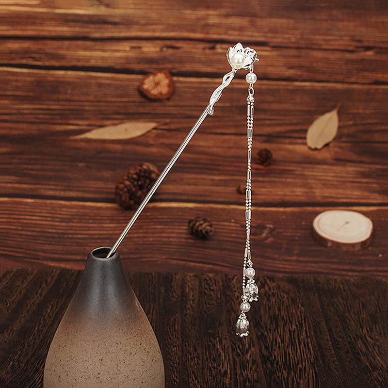 

Вишукана квітка у формі Місяця Перлина Бахрома Шпилька Диск Паличка для волосся Палички для їжі Жінки Китайські ювелірні вироби Аксесуари Подарунок