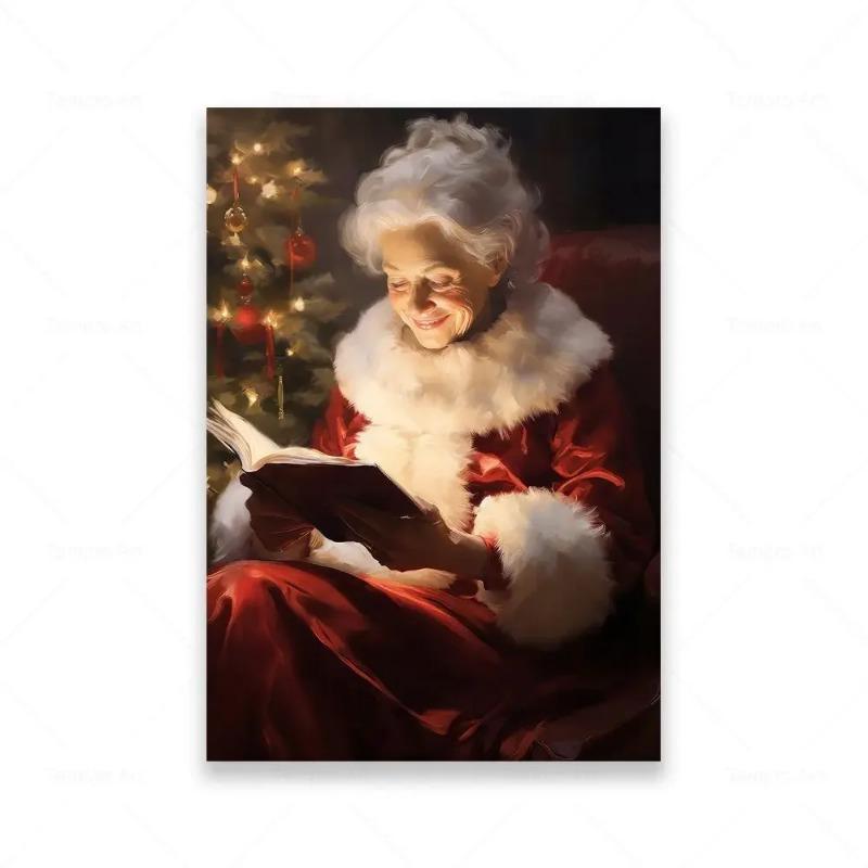 Classic Vintage Father Christmas Wall Art  Winter Holiday HD Canvas Print Poster for Living Room  Bedroom Decor