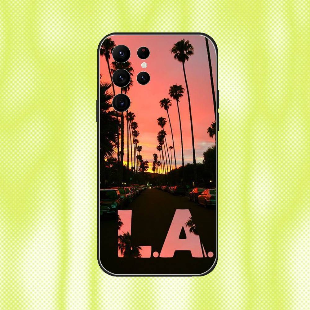 Travel Los Angeles California Phone Case For Samsung S 25,24,23,22,30,21,10,9,Ultra,Plus,Lite,FE,4,5G Black Soft Case