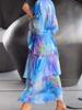 Neues gestuftes Kleid mit Farbverlaufsdruck