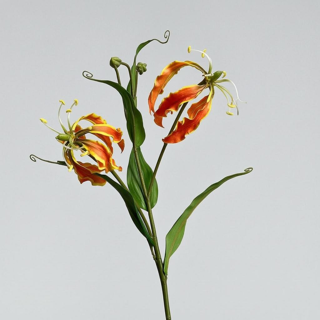 Artificial Gloriosa Lifelike Lily Stem Faux for Floral Arrangements