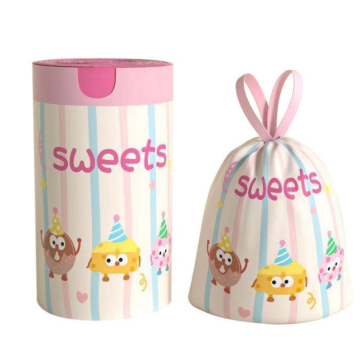 Thickened Handheld Garbage Bag with Drawstring, Odor Removal, Automatic Closure, Large Size