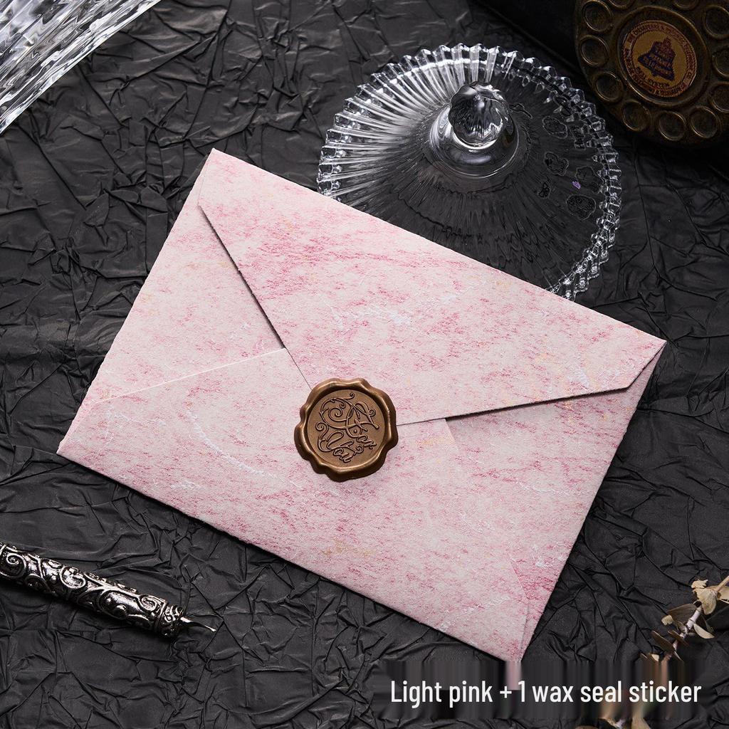 Gilded Envelope & Letter Paper Set - Embossed Texture, Straits Style, Handwritten Love Letters with Wax Seal for Valentine's Day