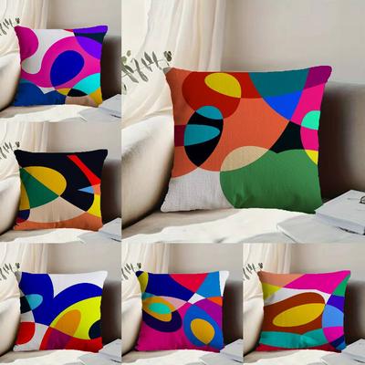 Abstract Curve Colors Pillow Case Anti-dustmite Pillowcase Invisible Zipper Silky Short Plush Sofa Cushion Cover