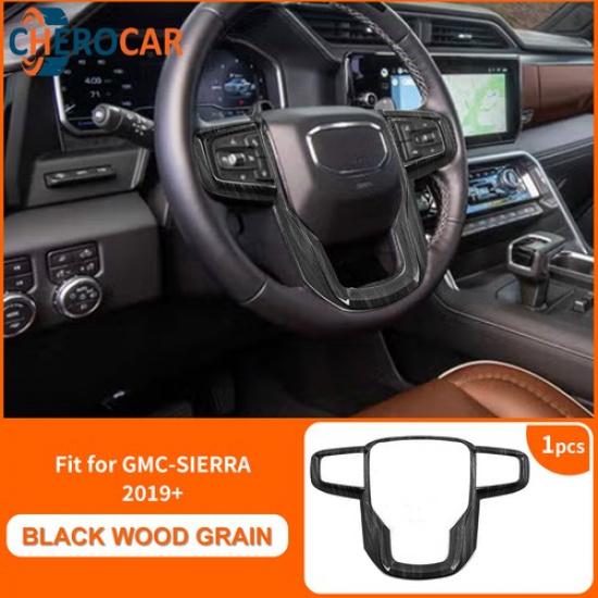 Black Inner Wood Center Steering Wheel Cover Trim For GMC Sierra 1500 2500 +