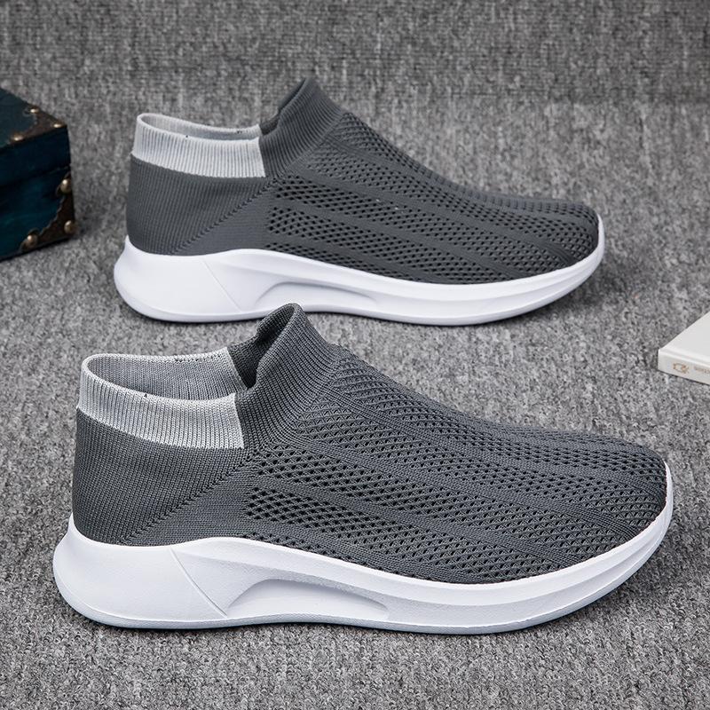 

Spring and summer new one-pedal casual shoes couple sports lazy mesh breathable shoes flying woven women s shoes 45 чорний