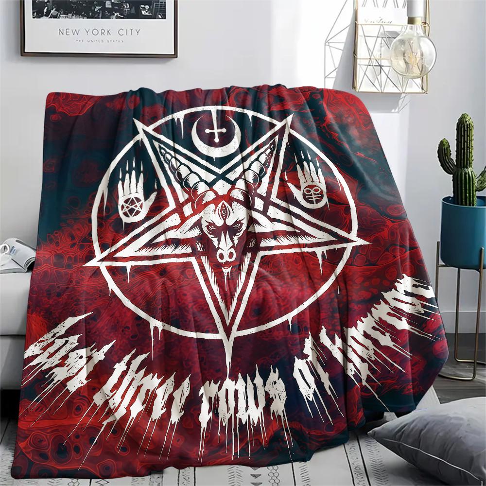 1 Stück Flannelldecke mit Satansymbol-Aufdruck, Hohe Qualität für alle Jahreszeiten, Heimdekoration, Wärme und Komfort, Perfekt für Weihnachtsgeschenke