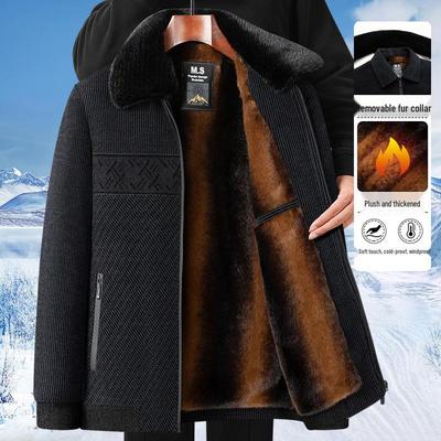 Men's Winter Wool Jacket - Thick, Velvet-Lined, Grandpa Style for Middle-Aged and Elderly