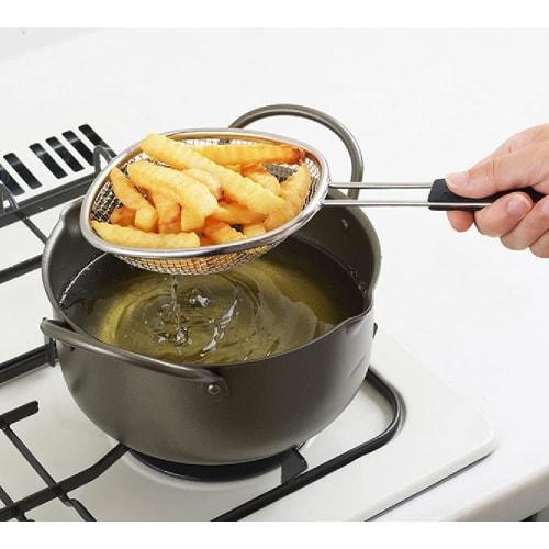 NEIGHBOR CLOWN Oil Drainer, Stainless Steel Strainer, Scooping Strainer with Handles, Made In Japan, Includes RC Sticker (rcti1)