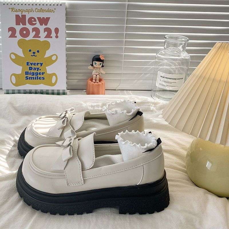 Weiße Mary Jane kleine Lederschuhe Damen Sommer Britischer Stil Plateau Japanische JK Schuhe Niedlich Vielseitig Runde Spitze Student Einzelne Schuhe