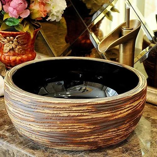 Chinese Blue And White Antique Basin ceramic Wash Basin bathroom Washbasin Hand Painted Vessel Sink bathroom sinks