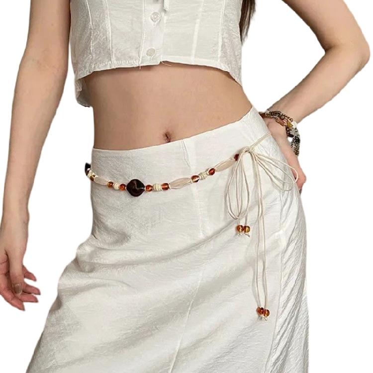 

Beaded Wax Rope Waist Tie Ethnic Braided Belt Waist Jewelry Perfect for Bohemian Dresses Skirts and Fashion Accessories