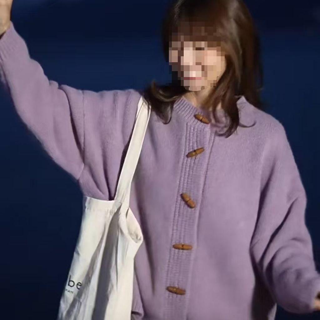 Cardigã de Malha Feminino com Botão de Alavanca Retrô - Estilo Coreano, Outono/Inverno