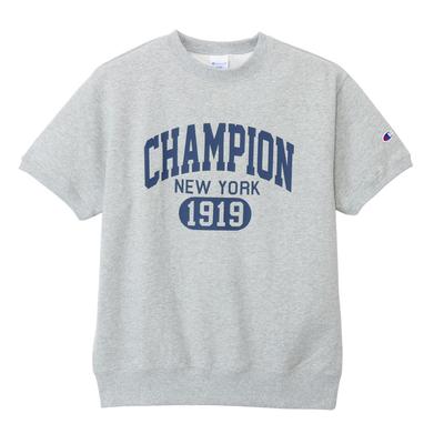 Sweatshirt Short Sleeve CottonUSA Fleece Graphic Print Short Sleeve Crew Neck Sweatshirt Basic Oxford Gray C8-Z007Z Men's