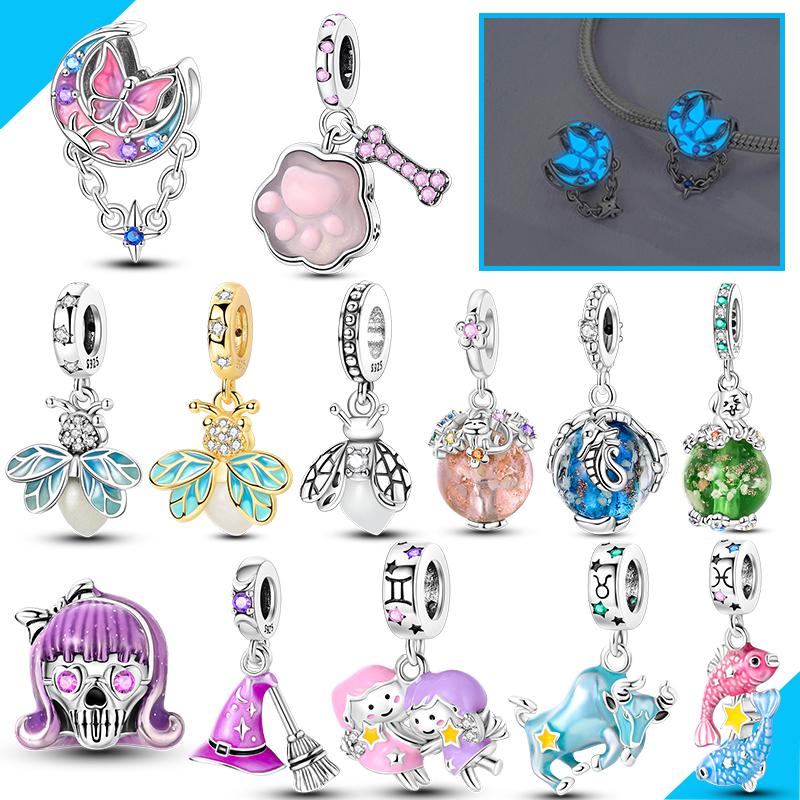 Luminous Copper Glowinthedark Firefly Charm Pendant Compatible With Authentic Charm Bead Charms Bracelets Bead for Women Diy Fine Jewellery